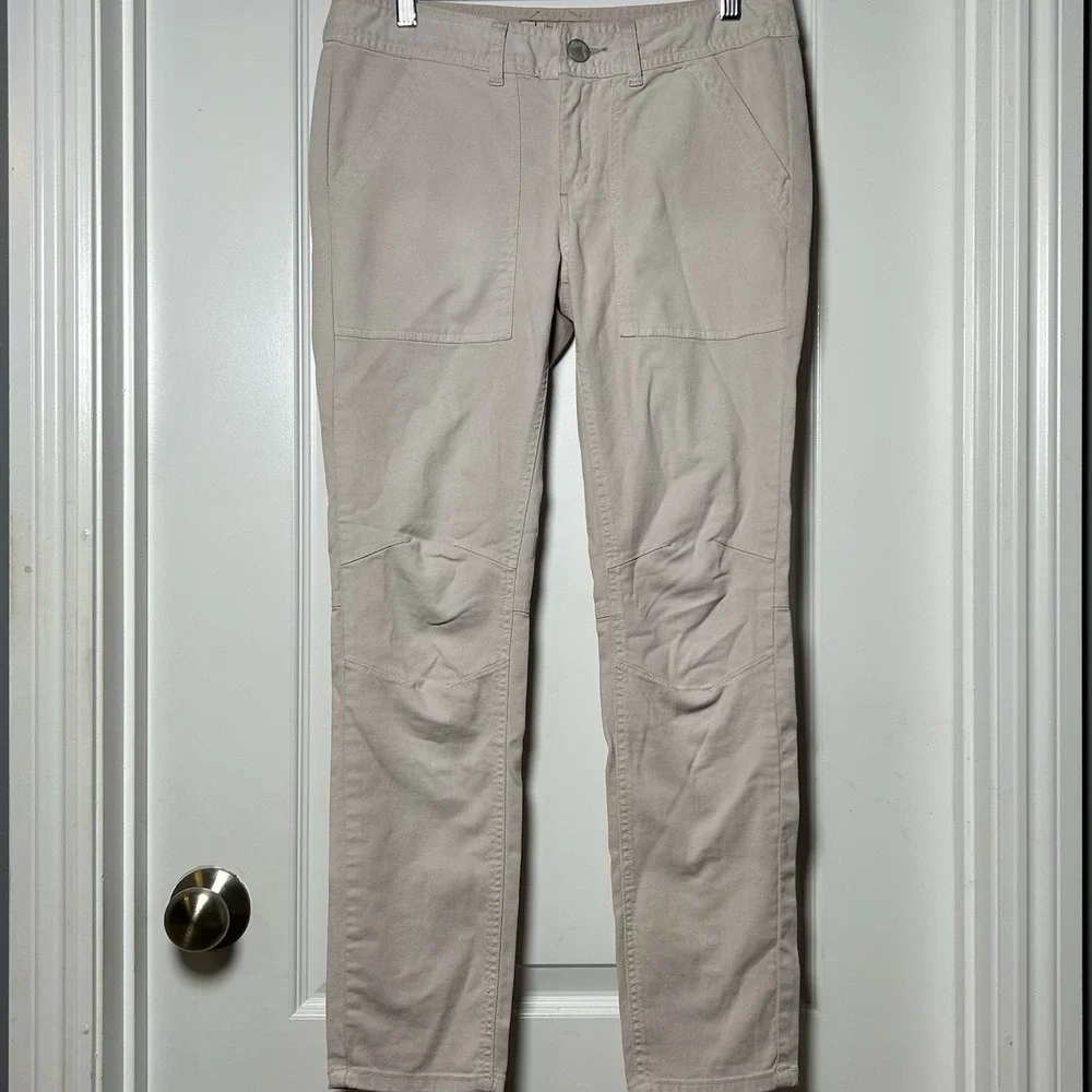 Free People Cotton Taupe Utility Paneled Straight Leg Jeans Clean Girl Style